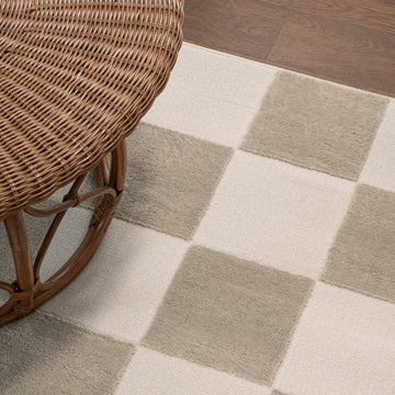 Modern Geometric Checkerboard High-Low Area Rug
